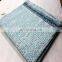 Hand Made Kantha Quilt Vintage Twin Size Throw Hand Stitched Mughal Turquoise