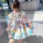 A0119# Summer Girls Dress 2020 Cotton Print Puff Sleeves Backless Kids Clothes Dress