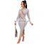 LAITE D2190 ins best sellers autumn&winter O-neck bandage casual dresses women bodycon split sexy dresses