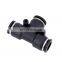 Factory Price T Type PE-6 Black 4mm 6mm 8mm 10mm Connector Quick Connect Plastic Joints Air Hose Pneumatic Fittings