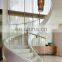 Luxury Prefabricated  Curved Tempered Glass Balustrade&Handrail Stairs Steel Spiral Staircase With Railings Kit