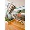 Modern Marble Wood Stairs Treads Indoors Staircases With Steel Handrail