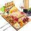 Bamboo Cheese Board Set Charcuterie Board and Serving Meat Platter with 4 Stainless Steel Cheese Knives