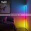 HUAYI Modern Quality Bedroom Nodic Remote App Control Vertical Color Rgb Led Corner Floor Lamps