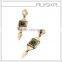 Green Stone Alloy Triangle Pendant Earrings