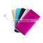 Thinest 6mm portable aluminum name card power bank built-in cable power bank 3200mah