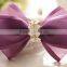 Purple Chiffon Ribbon Rhinestone Hair Bows French clip Hair clip