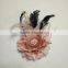 Colorful Artificial Fabric and Feather Flower Brooch