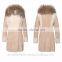 Women Long Shearling Sheepskin Coat with Fur Collar