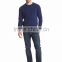 Cotton crewneck soft sweater with finely ribbed trim