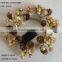 New design gold glitter handemade candle ring with polyfoam berries real dry pinecone table decorations