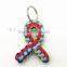 Colorful Ribbon Awareness Cancer Paracord Keychain Ribbon 4MM Paracord Keyring Paracord Lanyards