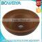 Brown Color Textured Surface Ceramic Glass Cabinet Basin