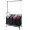 Black Heavy Duty 4-bag Rolling Laundry Sorter/Cart/Rack Hamper with Hanging Bar