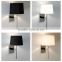 3W wall LED hotel lighting with brushed nickel and white fabrice lamp shade for reading