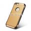 Phone Back Case Plating Metal Aluminum TPU+PC Hard Case for iPhone 6 6s 6Plus 6sPlus Galaxy s7 s7edge Lichi Pattern