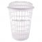 60L white big washing basket,plastic laundry basket with lid