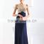 Sexy Fashion Blue Vintage Beauty Sequined Evening Gown And Floor-Length Chiffon Lace Evening Dress With Beading Pleated