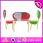 2015 Colorful wooden table and chair for kids,Children Study Table And Chair,Rounded corner study blackboard play table WO8G141