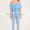 Women Off Shoulder Tops Flounce Top Blouses for Women Custom Made Clothing Cheap Wholesale Off The Shoulder Design Tops