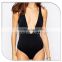 latest fashion Black deep v brazilian bikini swimwear 2016