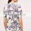 OEM lady new pattern floral print linen t shirt customized