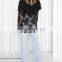 Casual Fshion Black Flower Lace Long Sleeve Top
