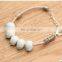 Fashion Hand Woven Ice Crack Ceramic Bracelet Five white Bead Simple hand Chain National Style Rope women Jewelry