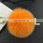 Handmade fox fur ball keychain with leather strap