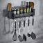 Multifunctional kitchen shelf wall hanging aluminum seasoning material storage shelf black