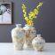 Chinese New Style Retro Golden Flower Painting White Ceramic Vase Set For Home Decoration