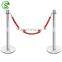 Elegance gold/silvery white crown top portable stanchion velvet rope posts with rubber base