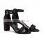 Women high quality heel leather sandals shoes women ankle strap covered heel design for ladies footwear