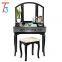 Eco-friendly Bedroom Furniture Wooden black Dressing Table With Mirror