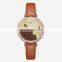 SHENGKE Coffee PU Leather Watches K0101L watch luxury brand Wristwatch Rose gold Alloy Case regalos para mujer