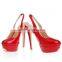 Red patent slingbacks ladies high heel sandal shoes 2015