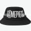 black customized 100% cotton bucket hats with lettersflat embroidey