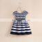New design kid cotton girls dresses small children skirt black strip girl casual dress