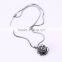 Vintage Double Sided Hollow Rose Flower Round Big Rhinestone Pendant Long Snake Chain Necklace for Women Girls Jewelry