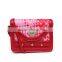 Dongguan factory new arrival red woven genuine leather woman shoulder bag