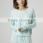 Fashion Sky blue blank textured Loungewear sweater pajamas for women