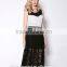 2016 Fashion Women Black Hollow Lace Midi Skirt