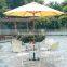 Hotel design rattan wicker table and chair set with umbrella