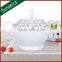 14PCS round ceramic flower edge white tableware set wholesale