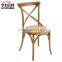 Cane seat brown color X back chair for resturant use cross back wooden chair