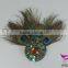 New beads peacock feather hair button party headwear
