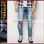 men brand jeans Super Skinny Fit Distressed denim man jeans pant with Rip Knee blue country jeans price for jeans(LOTA047)