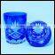 Cobalt Blue 8 oz Stock Hand Cut Round Glass Tumbler