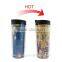 BPA free reusable double wall plastic mug hot color changing