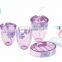 4pcs plastic bathroom set with different colour and decal